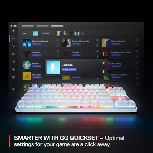 SteelSeries Apex Pro TKL Gen 3 White OmniPoint 3.0 Switches — Adjustable Actuation — Rapid Trigger — Game-Ready Presets — Protection Mode — Rapid Tap/SOCD — OLED — RGB — PBT Keycaps — USB-C - Image 4