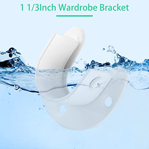 Suiwotin 4 Packs Stainless Steel Closet Rod End Supports 1-1/3 Inch Wardrobe Bracket Heavy Duty Closet Pole Sockets Flange Rod Holder, U-Shaped with Screws, White - Image 4