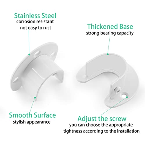 Suiwotin 4 Packs Stainless Steel Closet Rod End Supports 1-1/3 Inch Wardrobe Bracket Heavy Duty Closet Pole Sockets Flange Rod Holder, U-Shaped with Screws, White - Image 3