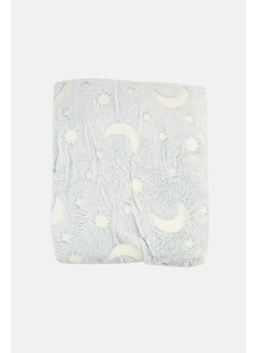 Preschool Fun Kids Unisex Glow In The Dark Throw Blanket 130 x 160 cm, Light Grey  - Image 1