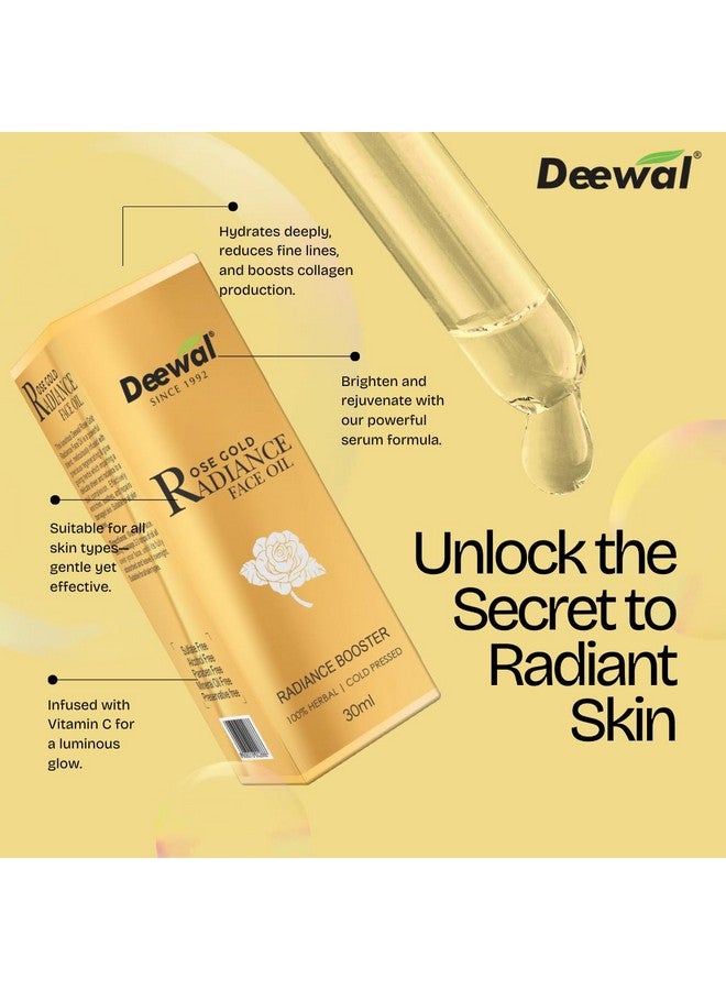 Deewal Rose Gold Radiance Face Oil | Organic & Pure Rose Oil for Glowing Skin | Reduces Dark Spots | All-Season Nourishment for Healthy Skin | All Skin Types - 30ml - Image 2