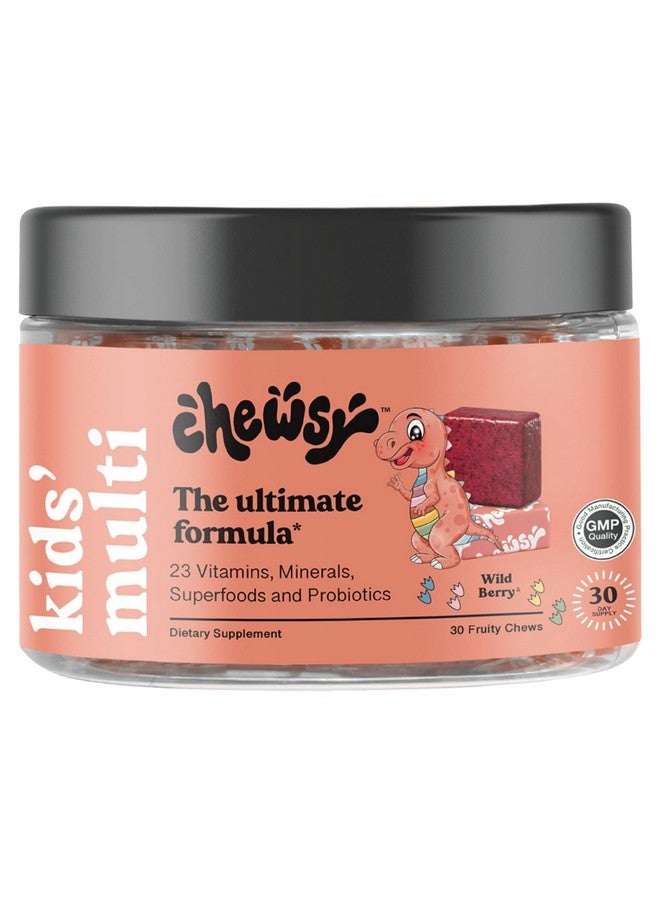 Chewsy Kids’ Multivitamin, Delicious Candy-Style Daily Vitamin Chews + Probiotics + Superfoods, Wild Berry Flavor Chewable Fruity Supplement Chews, Individually Wrapped, Easy to Enjoy, 30-Day Supply - Image 1
