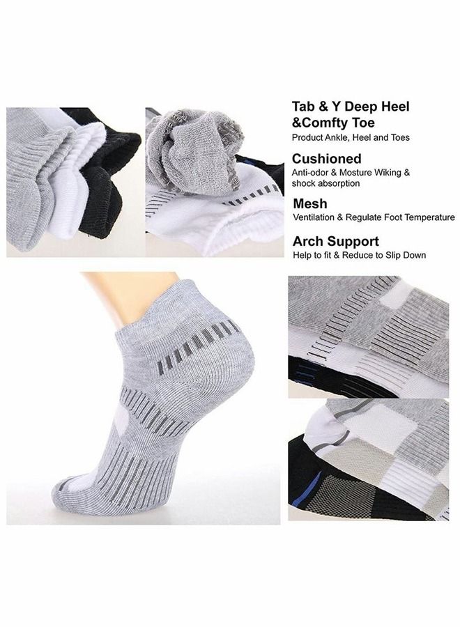 Mens Ankle Soccor Basketball Socks Low Cut Athletic Tab Run Runing Socks for Men Wear Sport Comfort Cushion Athletic Cushioned Breathable Low Cut Tab Gift For Boy Husband(6 Pairs，White） - Image 4