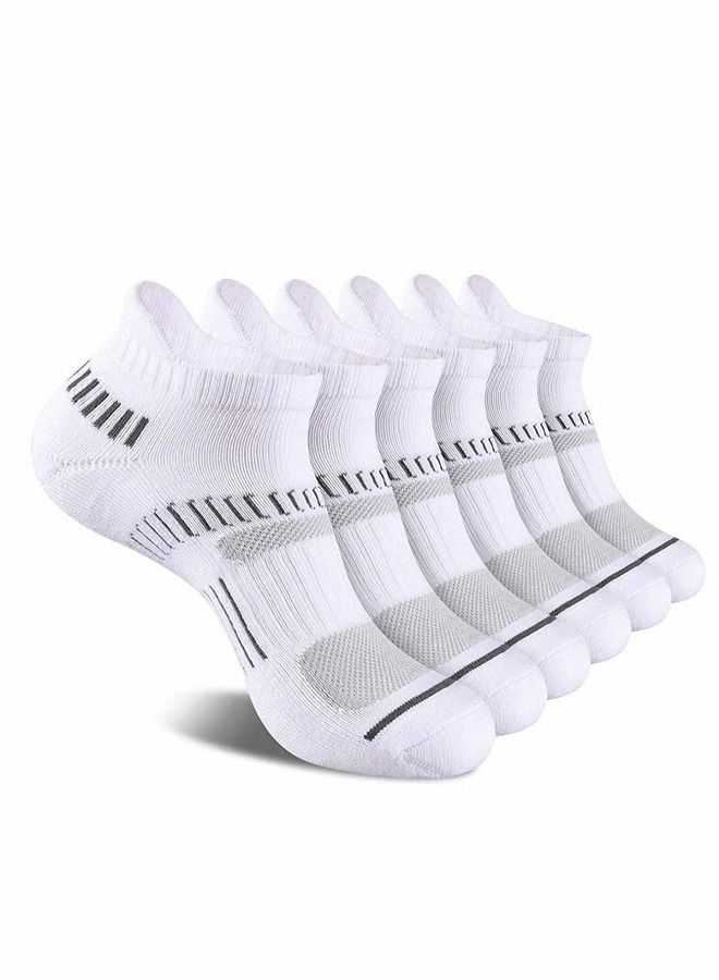 Mens Ankle Soccor Basketball Socks Low Cut Athletic Tab Run Runing Socks for Men Wear Sport Comfort Cushion Athletic Cushioned Breathable Low Cut Tab Gift For Boy Husband(6 Pairs，White） - Image 1