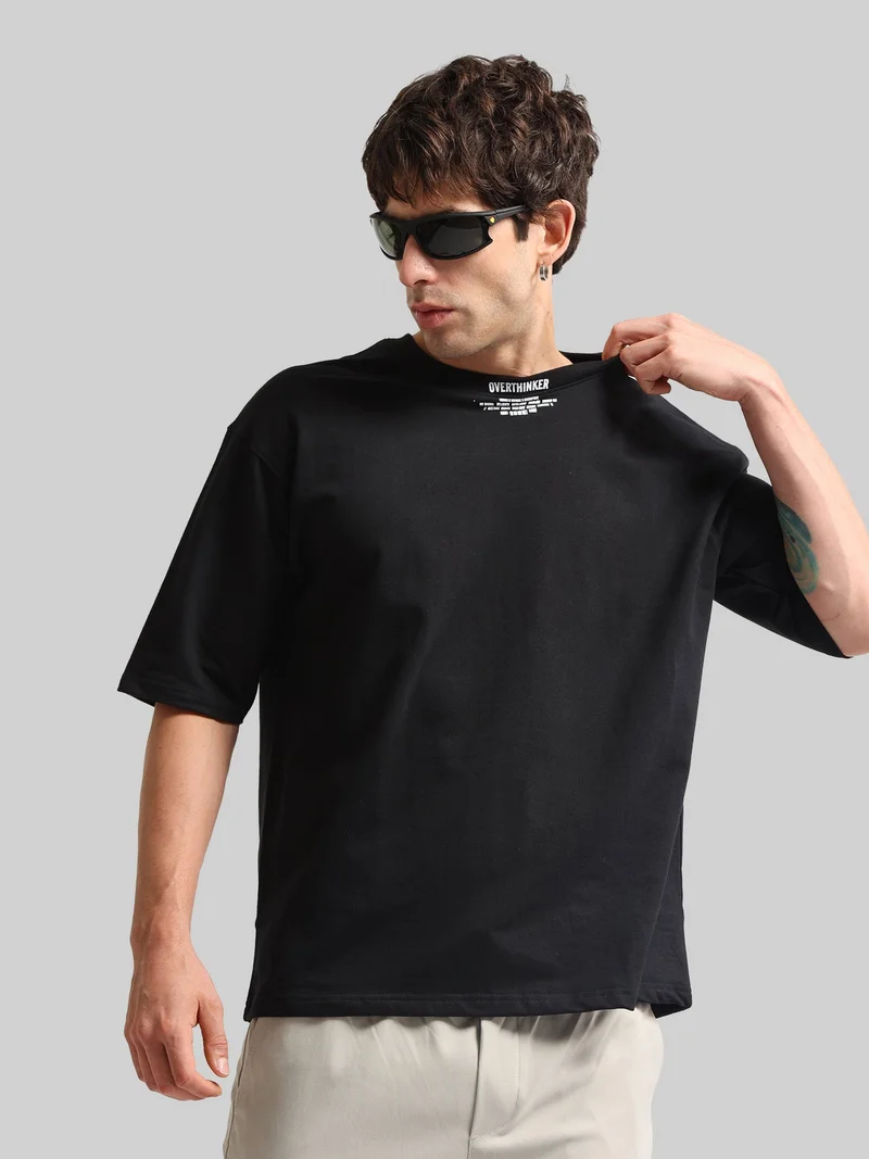Maniac  Maniac Mens Jet Embroidery Round Neck Half Sleeve Black and Grey Cotton T-Shirt for Men | Best Price UAE