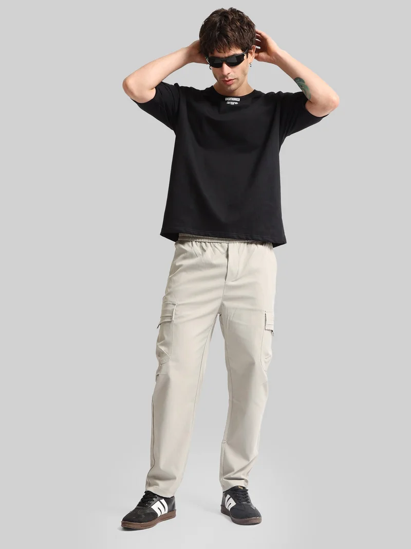 Maniac  Maniac Mens Jet Embroidery Round Neck Half Sleeve Black and Grey Cotton T-Shirt for Men | Best Price UAE