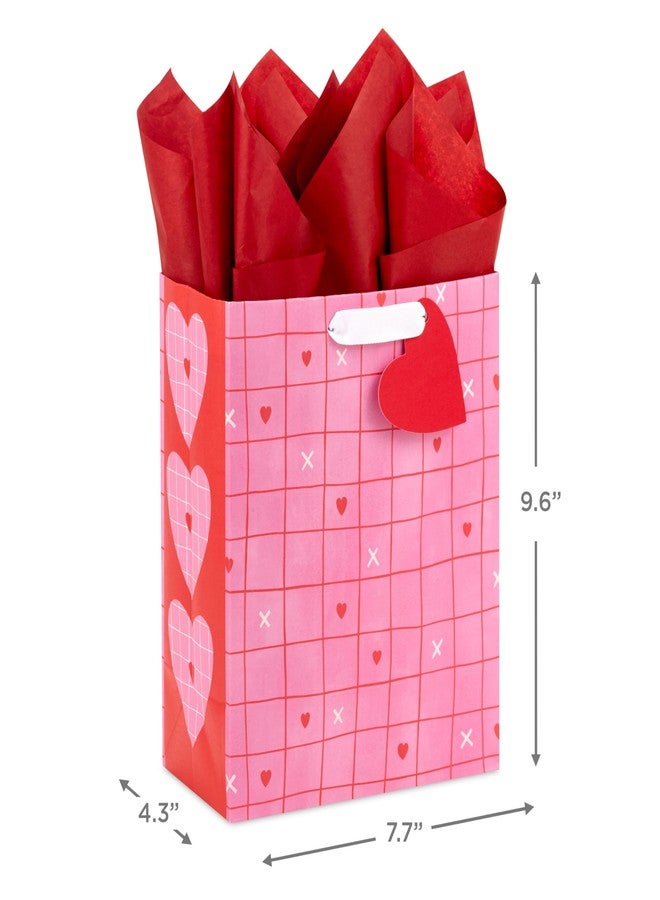 Hallmark 9" Medium Valentine's Day Gift Bag with Tissue Paper (Pink and Red Heart Grid) - Image 3