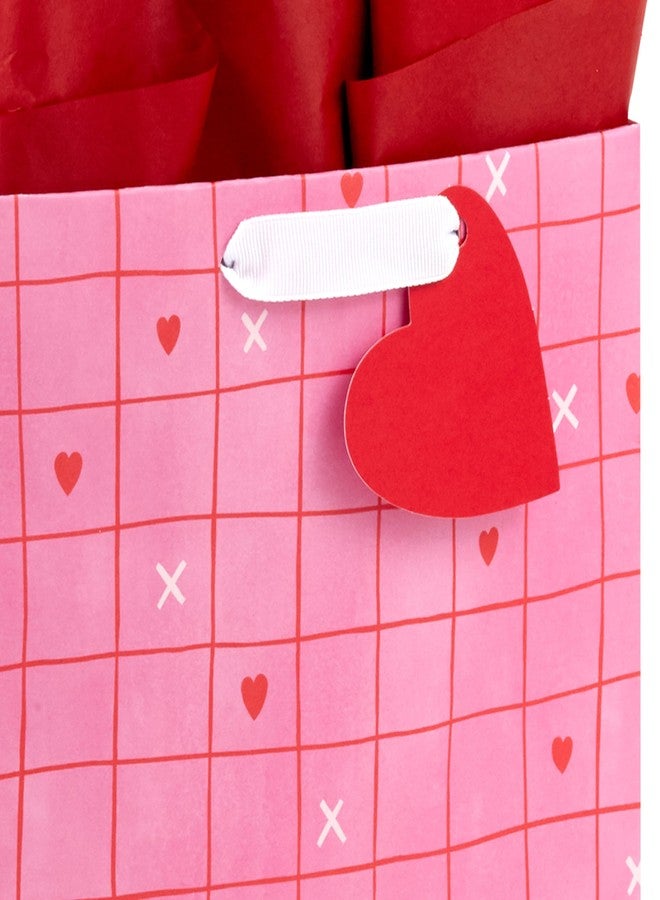Hallmark 9" Medium Valentine's Day Gift Bag with Tissue Paper (Pink and Red Heart Grid) - Image 5