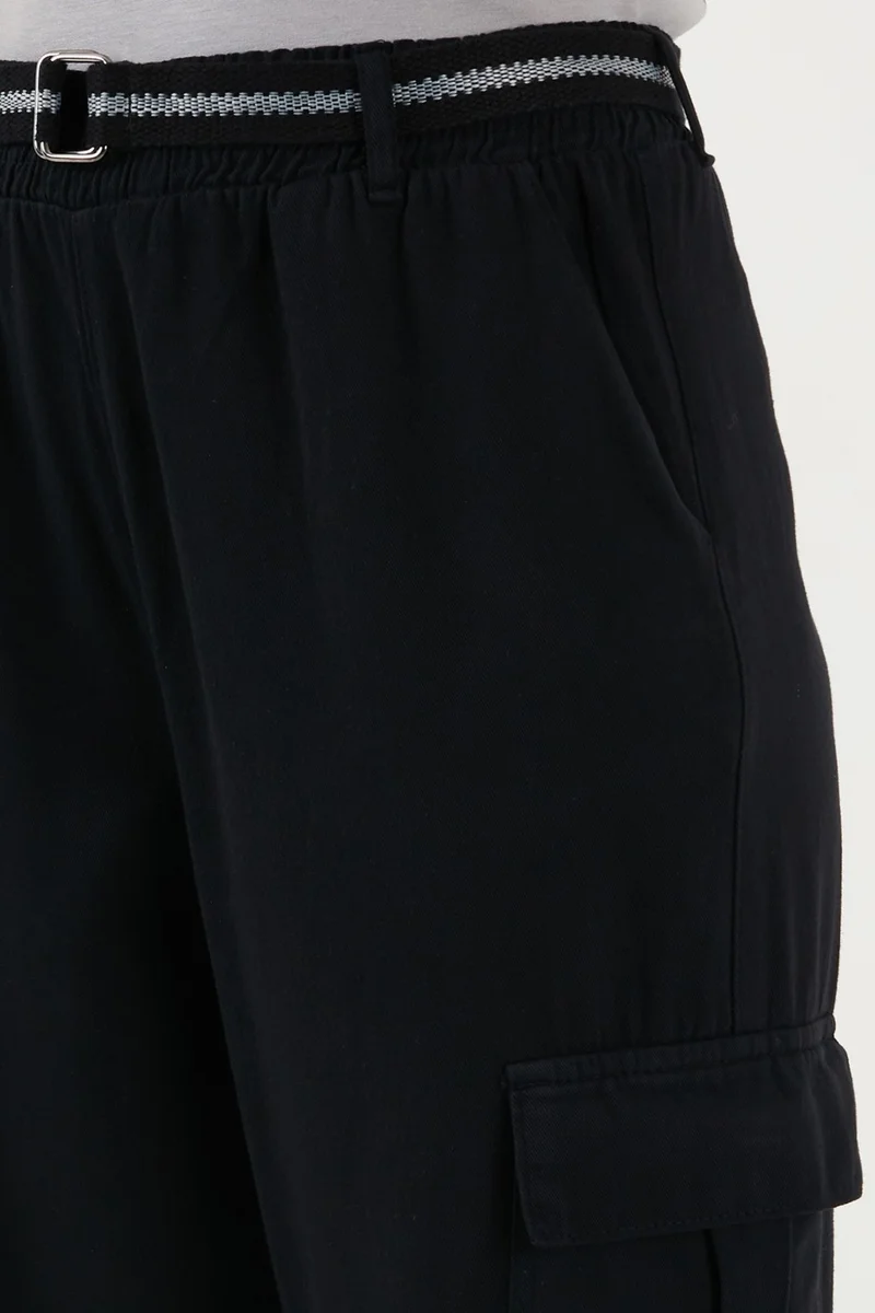 ليلا Cotton Standard Fit Normal Waist Elastic Leg Belted Jogger Pants Women's Trousers 668YP5045