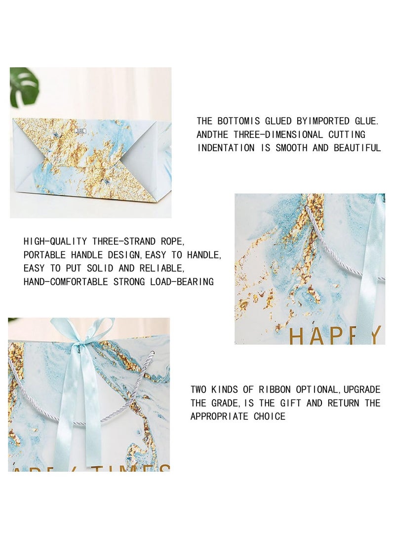 SOLARAE 12Pack Medium Gift Bags with Handles, 9.8 * 7.8 * 4.7 Inch Marble Gift Bags with Ribbon, Fancy Small Gift Bags for Favors, Wedding, Baby Shower, Birthday, Kraft Gift Bags for Clothes, Retail Bags - Image 3