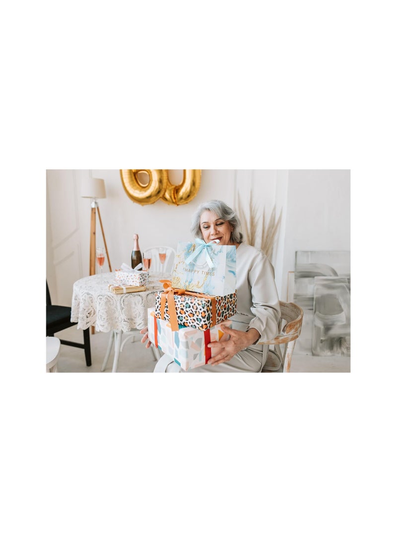 SOLARAE 12Pack Medium Gift Bags with Handles, 9.8 * 7.8 * 4.7 Inch Marble Gift Bags with Ribbon, Fancy Small Gift Bags for Favors, Wedding, Baby Shower, Birthday, Kraft Gift Bags for Clothes, Retail Bags - Image 4