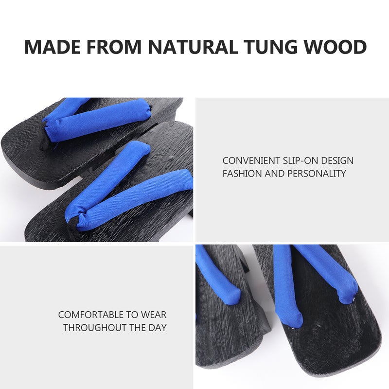 2 Pairs Clogs Flops Platform Sandals -flops Two-teeth Casual Slippers Size 40 24CM 7US 4.5UK 38EU 9.432Inch ( Black Wood) - Image 5