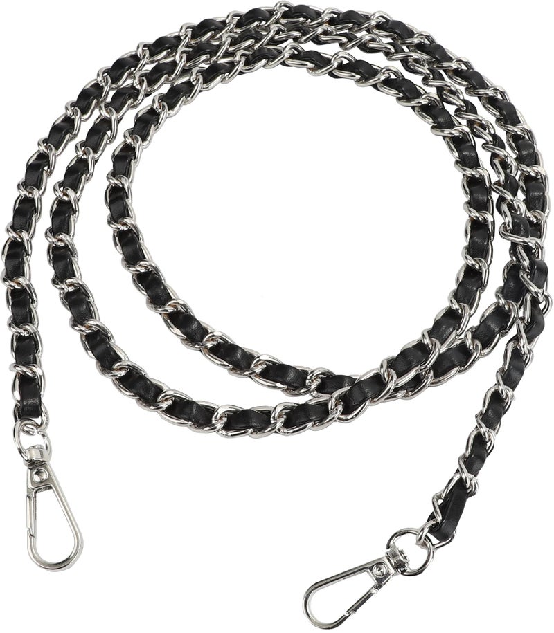 UU Metal Chain Purse Straps Replacement Crossbody 47 DIY Purse Chain Accessories Crossbody Bag and Handbag Strap with Metal Buckles Black  Silver