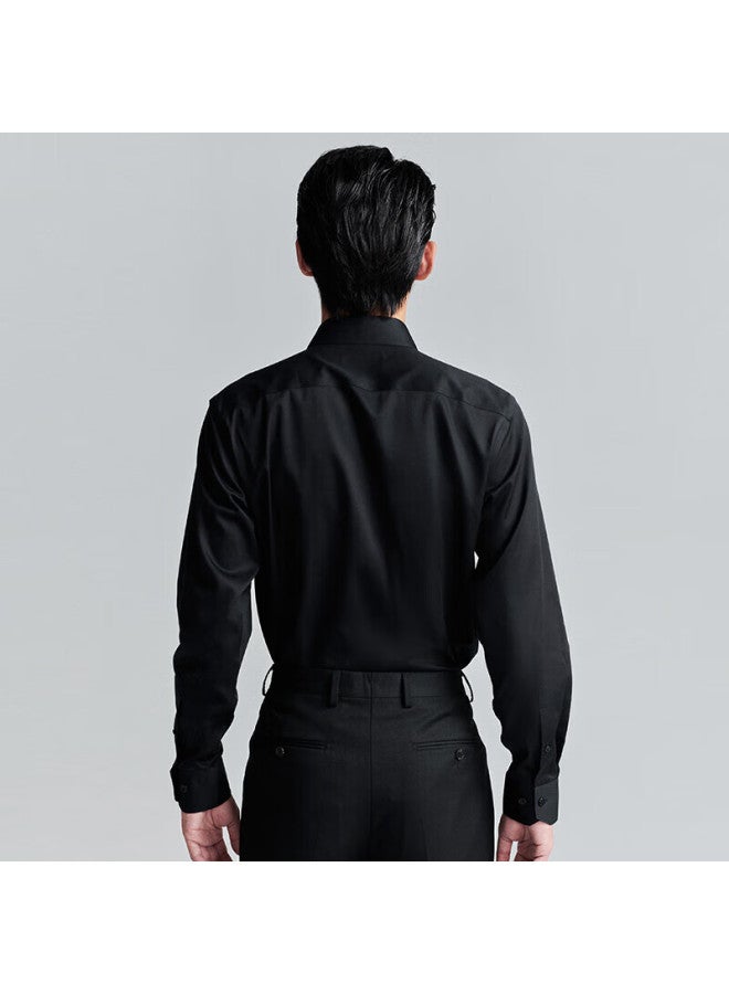 Saint Angelo Saint o Non-iron Formal Shirt Men's Easy-care Pure Cotton Long Sleeve Shirt Kebc253015u Obsidian Black 40 - Image 1