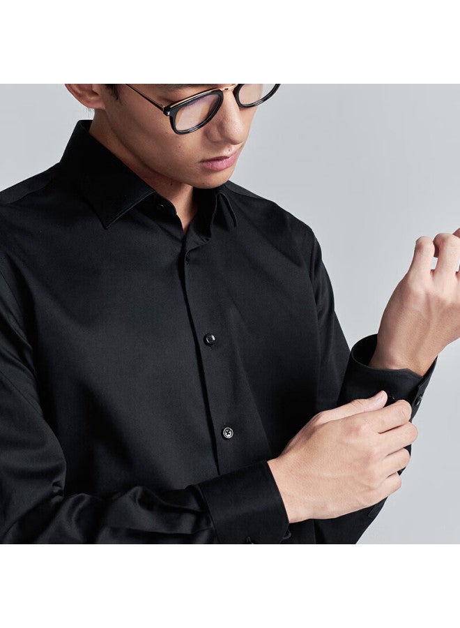 Saint Angelo Saint o Non-iron Formal Shirt Men's Easy-care Pure Cotton Long Sleeve Shirt Kebc253015u Obsidian Black 40 - Image 3