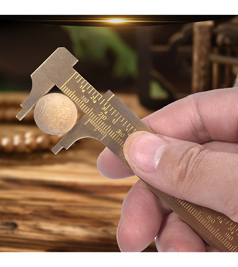Yellow Brass Mini Caliper 3.15in Dual Scale Pocket Ruler Precision 0.1mm Portable Measuring Tool - Image 5