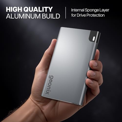 Geonix PowerShell AL1 500GB Portable External Hard Drive 2.5-Inch SATA USB 3.1, Upto 5Gbps with UASP Support, LED Indicator, Shockproof Protection, Aluminium Case with 3 Year Warranty (Gray) - Image 3