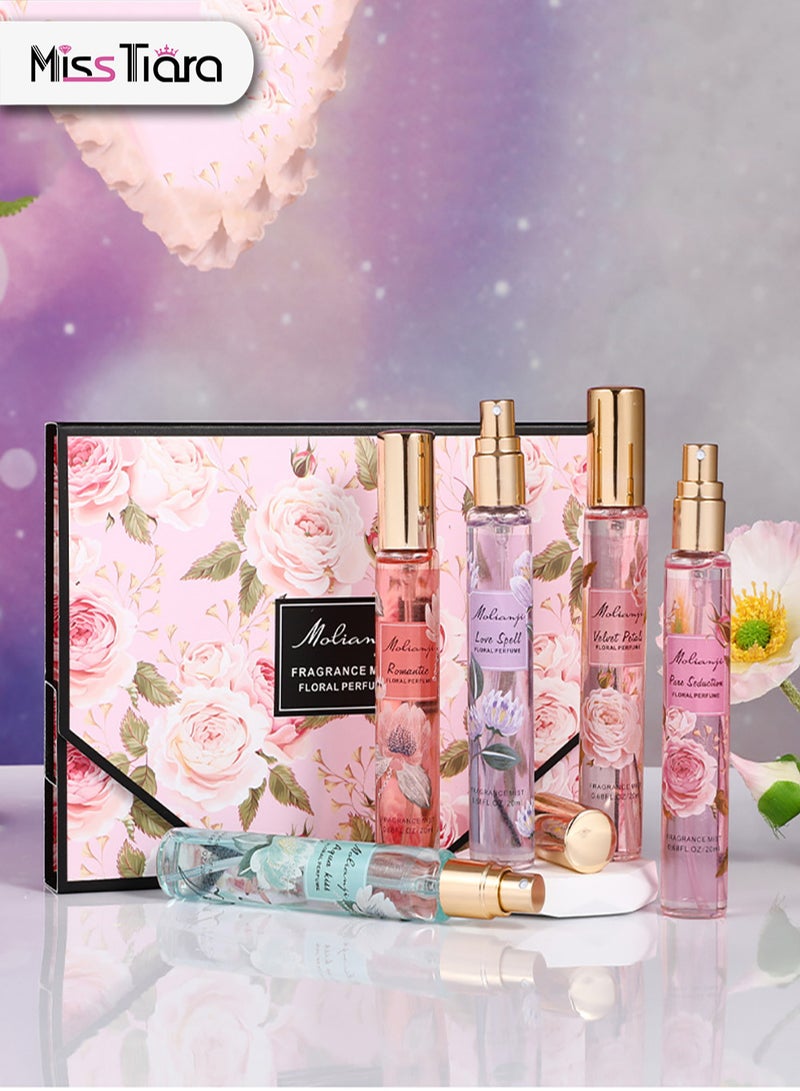 Perfume Gift Set For Women, 5 Pcs Perfume Set Holiday Gifts for Her, Long-Lasting Fresh Floral Aromatic Fragrance,  Ladies Perfume Set For Dating,  Birthday, Gift To Girlfriend, Eau de Parfum For Women