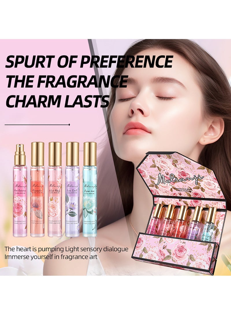 Perfume Gift Set For Women, 5 Pcs Perfume Set Holiday Gifts for Her, Long-Lasting Fresh Floral Aromatic Fragrance,  Ladies Perfume Set For Dating,  Birthday, Gift To Girlfriend, Eau de Parfum For Women