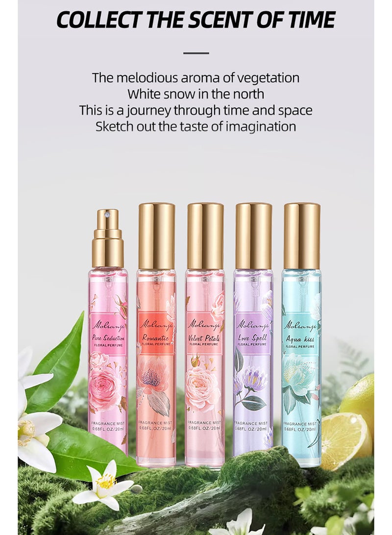 Perfume Gift Set For Women, 5 Pcs Perfume Set Holiday Gifts for Her, Long-Lasting Fresh Floral Aromatic Fragrance,  Ladies Perfume Set For Dating,  Birthday, Gift To Girlfriend, Eau de Parfum For Women