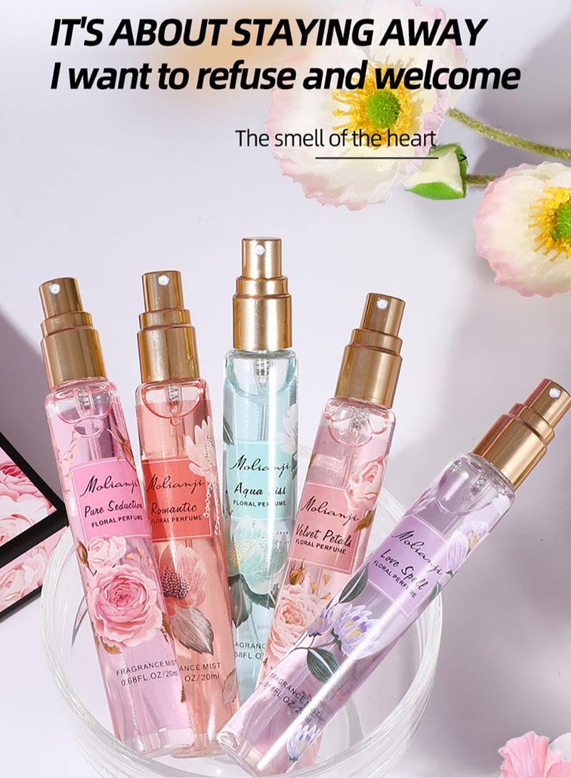 Perfume Gift Set For Women, 5 Pcs Perfume Set Holiday Gifts for Her, Long-Lasting Fresh Floral Aromatic Fragrance,  Ladies Perfume Set For Dating,  Birthday, Gift To Girlfriend, Eau de Parfum For Women
