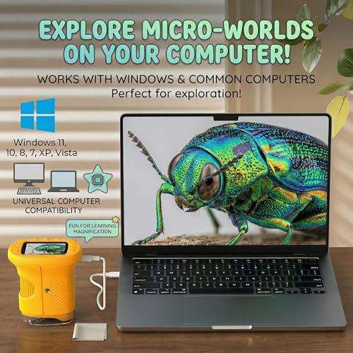 OAEBLLE Kids Microscope, 1000X Portable Mini Pocket Microscope with 2.4″ IPS Screen & 8 LEDs, Rechargeable, STEM Educational Science Kit Toys, Best Christmas Birthday Gifts for 4-12 Year Old Girls - Image 5