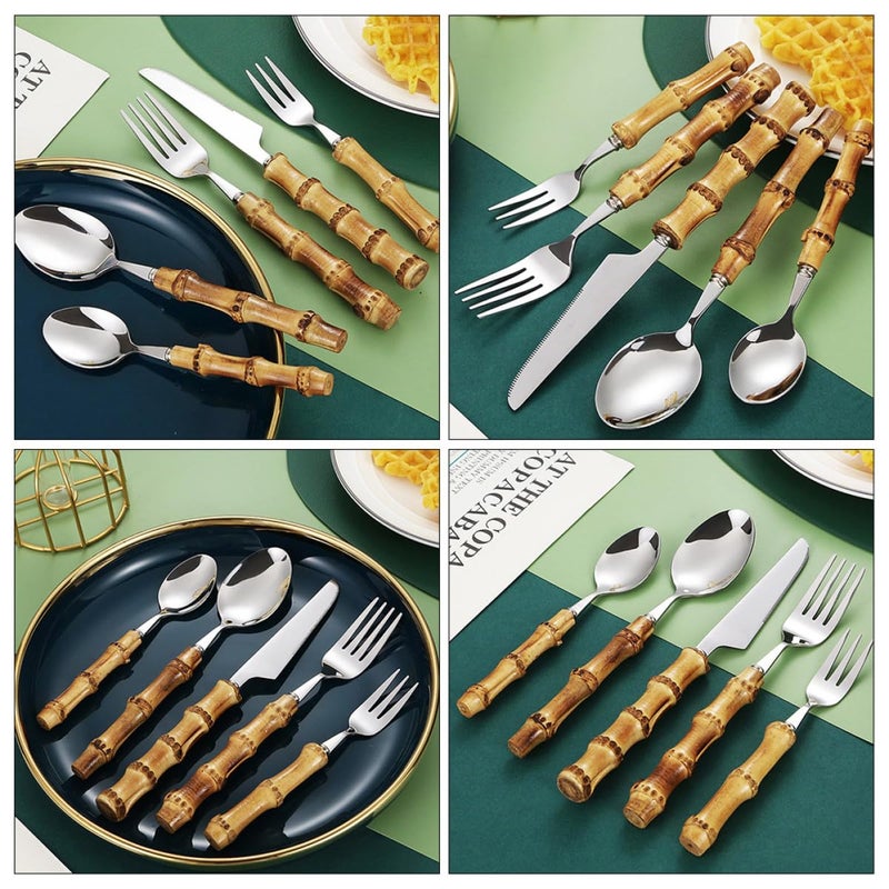 Stainless Steel Flatware Set 5PCS Dinner Fork Serrated Knife Kitchen Dining Supplies - Image 4