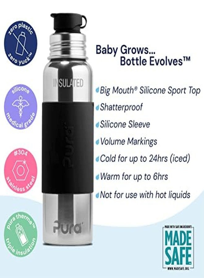 Pura Sport 18oz/ 550ml Standard Bottle with Sleeve & Silicone Big Mouth Sport Top - Non-Insulated, Stainless Steel, Warm & Cold, Leak-Proof & Spill-Proof for Kids, Toddlers, Preschoolers - Mint - Image 3