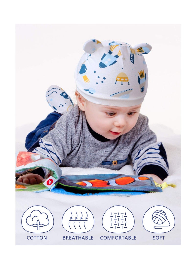 18 Pieces Newborn Cap Mitten Sock Including 6 Pieces Newborn Hats 6 Pairs Baby No Scratch Mittens Gloves and 6 Pairs Infant Socks for Unisex Baby Boys Girls Set Multicoloured - Image 3