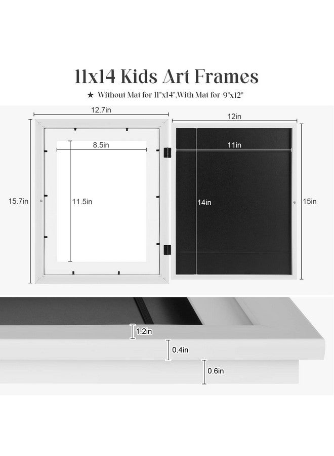 GULETHUN [2-Pack] Kids Art Frames, 11x14 Front Opening Kids Artwork Frames Changeable, White Artwork Display Storage Frame for Wall, Holds 50 Pcs, for 3D Picture, Crafts, Children Drawing, Hanging Art, - Image 3