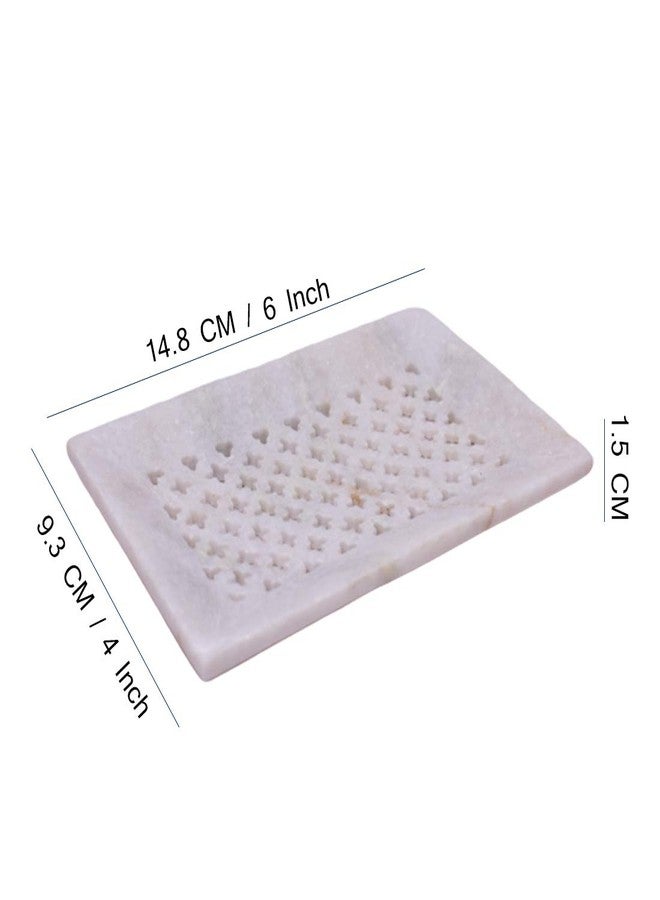 KunhaR Natural White Marble Soap Dish Set of 2 | Handcrafted Bathroom & Sink Accessory - Image 2
