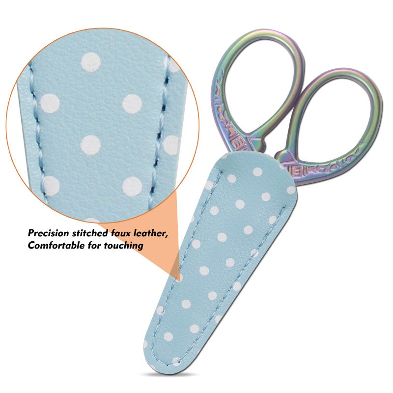 Hisuper Cute 3.6inch Embroidery Scissors Crafting Sewing Threading Needlework Scissors with Leather Scissor Cover for Sewing Handicrafts Tool Craft Art Work and Everyday Use - Image 4