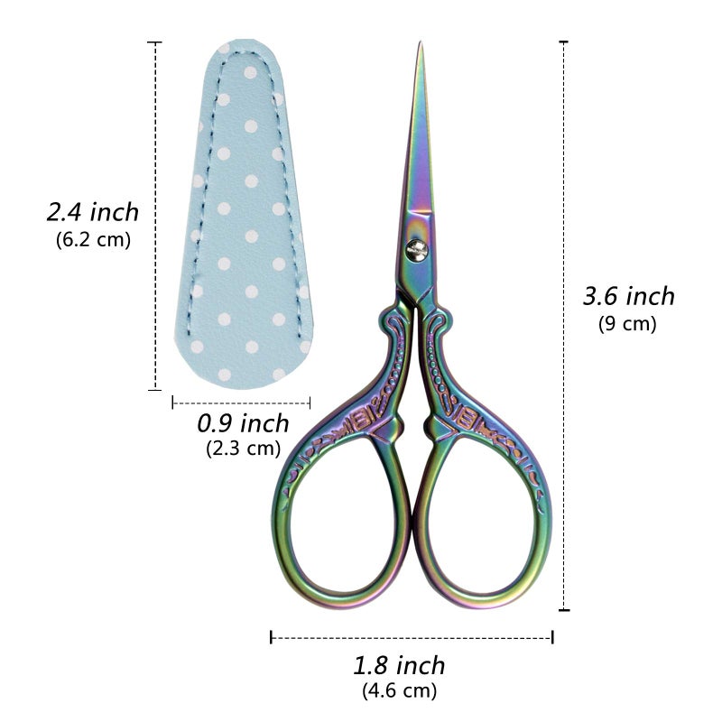Hisuper Cute 3.6inch Embroidery Scissors Crafting Sewing Threading Needlework Scissors with Leather Scissor Cover for Sewing Handicrafts Tool Craft Art Work and Everyday Use - Image 2