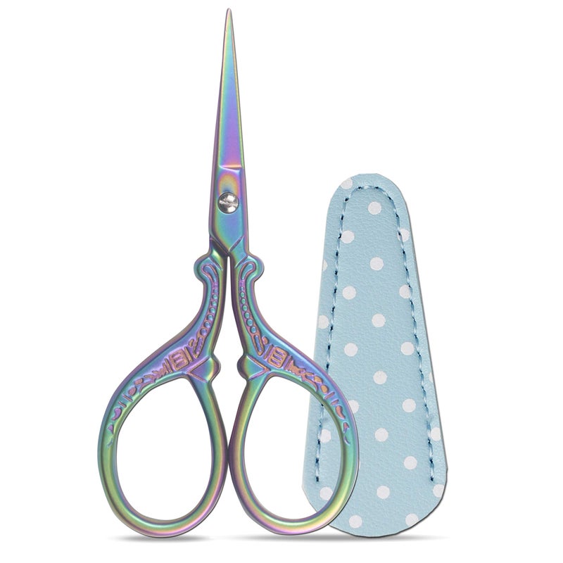 Hisuper Cute 3.6inch Embroidery Scissors Crafting Sewing Threading Needlework Scissors with Leather Scissor Cover for Sewing Handicrafts Tool Craft Art Work and Everyday Use - Image 1