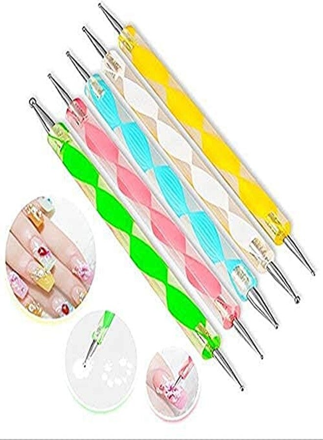 LA VENUST Nail Art Dotting Marbleizing Tool Pen for Nail Decoration Stamping 5 Pcs - Image 1