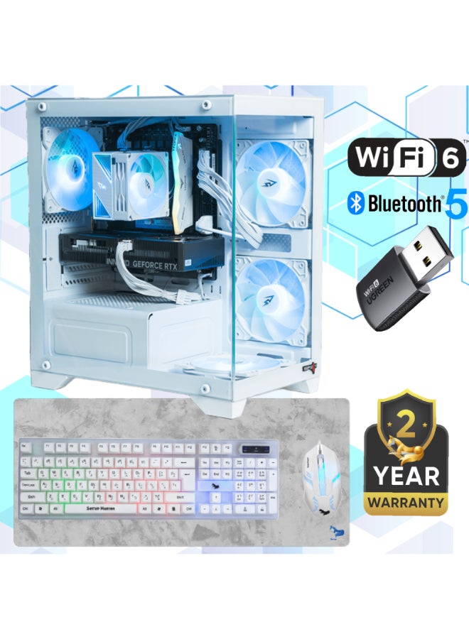 Setup Master Gaming PC with Intel Core i5-14400F Processor/16GB RAM DDR4/1TB SSD/NVIDIA GeForce RTX 5060 Graphics Card/Windows 11 Pro+ Mouse and Keyboard and Wireless Card White - Image 1