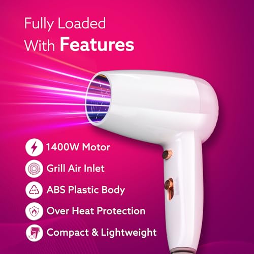 AGARO HD1417 Wall Mounted Hair Dryer 1400W, Electric Wall Mount Hair Dryer, Hotel, Bathroom, Household, Wall Hanging Dryer, White - Image 3