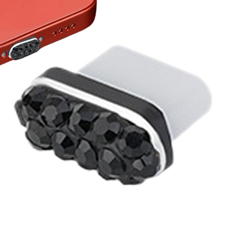 غطاء واقي من الغبار لمنفذ USB من النوع C الأسود لمعظم الهواتف المحمولة - Image 2