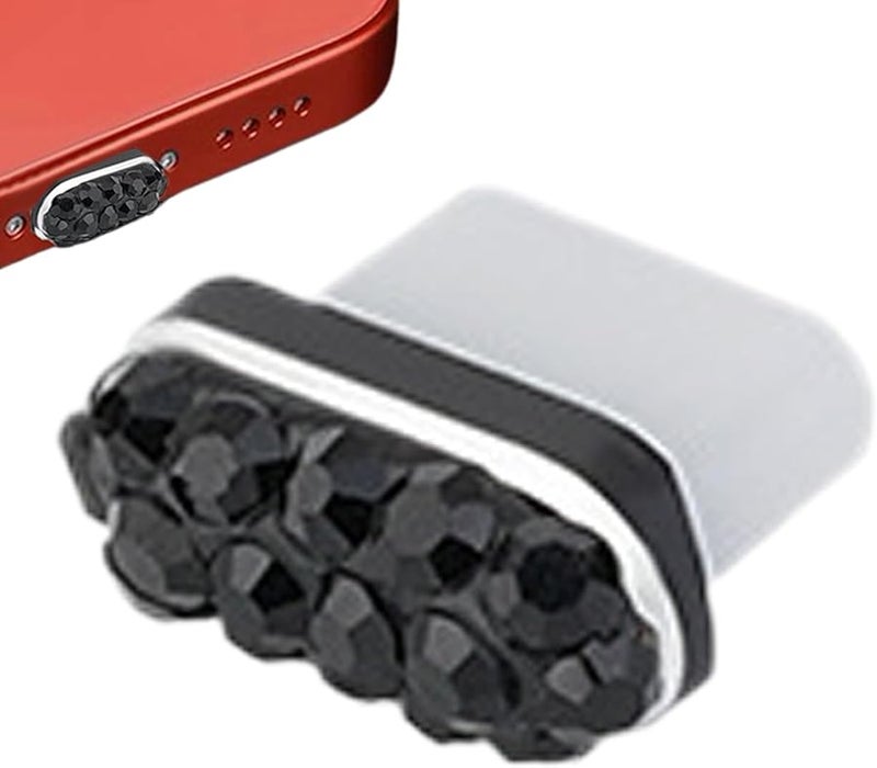 غطاء واقي من الغبار لمنفذ USB من النوع C الأسود لمعظم الهواتف المحمولة - Image 1