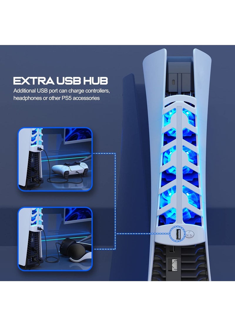 DOBE - PS5 Console Cooling Fan with LED Light for Both Disc and Digital Editions White - Image 1