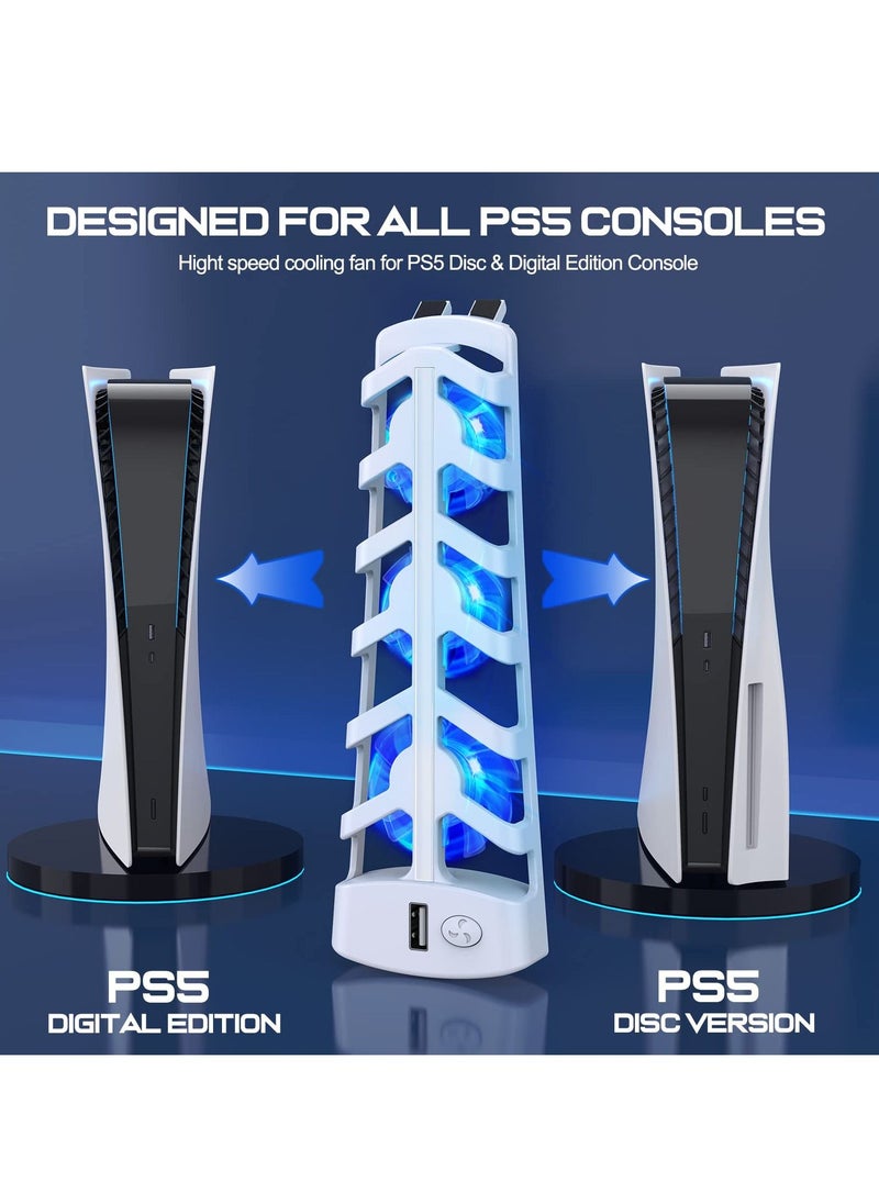DOBE - PS5 Console Cooling Fan with LED Light for Both Disc and Digital Editions White - Image 1