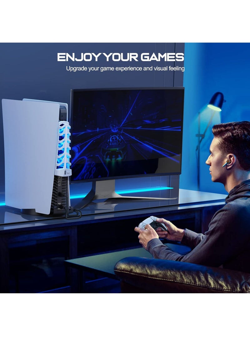 DOBE - PS5 Console Cooling Fan with LED Light for Both Disc and Digital Editions White - Image 1