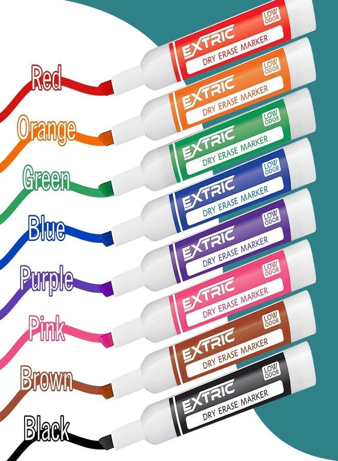EXTRIC Dry erase Markers Chisel Tip, 8 Whiteboard markers, Magnetic Marker Holder & Eraser, Low Odor White Board Marker Dry Erase - Non Toxic for Classroom, Home, or Office Supplies - Image 2