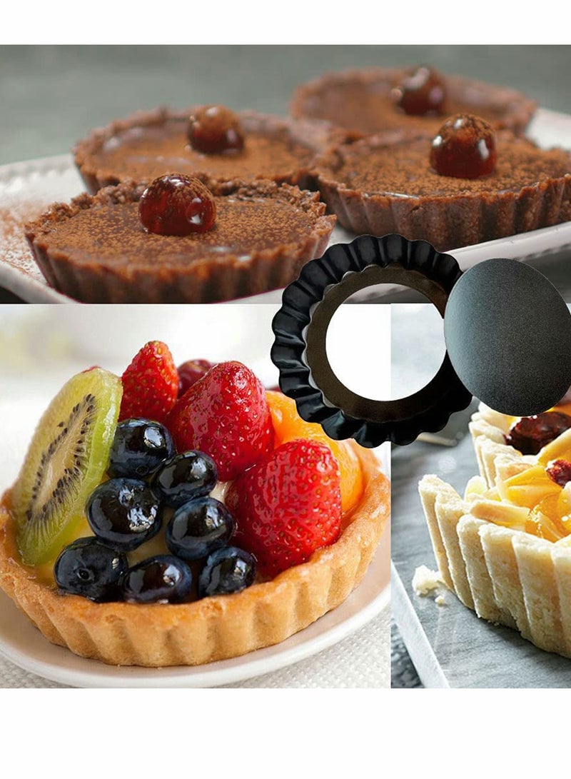 SYOSI 6 Pack Mini Tart Pans 4 Inch with Removable Bottom Round Nonstick Quiche Pan Heavy Duty Fluted Side for Pies Mousse Cakes Dessert Baking 4 Inch 6pcs - Image 2