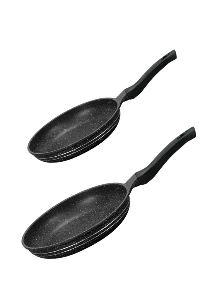 SONEX Set of 2 Non-Stick Fry Pans, 24cm & 28cm, Black – Durable Aluminium Cookware for Everyday Cooking - Image 1