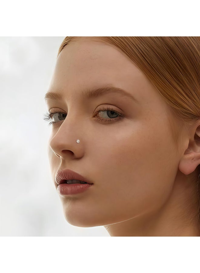 4 Pcs 20G Nose Studs Nose Rings 1.5/2/2.5/3mm Round Cubic Zirconia Bone Straight Screw L Shaped Nose Stud Gold Nose Piercings Jewelry - Image 4