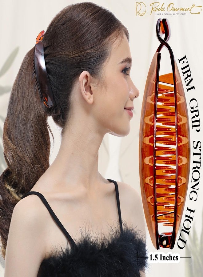 RC ROCHE ORNAMENT 6 Pcs Banana Hair Clips for Women Thick Hair Strong Hold No Slip Ponytail Holder Interlocking Teeth Clamps, Large Brown - Image 4