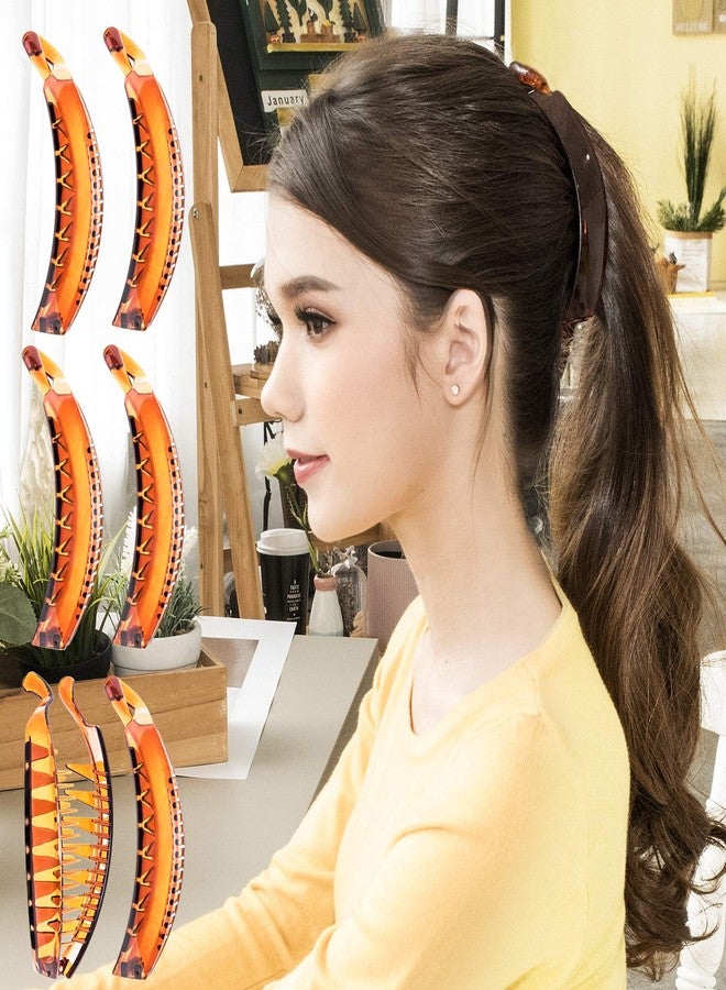 RC ROCHE ORNAMENT 6 Pcs Banana Hair Clips for Women Thick Hair Strong Hold No Slip Ponytail Holder Interlocking Teeth Clamps, Large Brown - Image 1