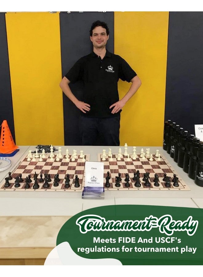 WE Games أفضل مجموعة شطرنج من WE Games بقيمة ممتازة مع لوحة فينيل خضراء قابلة للطي، قطع بلاستيكية وحقيبة - Image 4