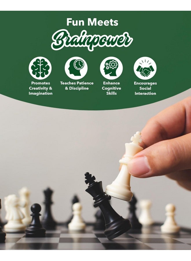 WE Games أفضل مجموعة شطرنج من WE Games بقيمة ممتازة مع لوحة فينيل خضراء قابلة للطي، قطع بلاستيكية وحقيبة - Image 5